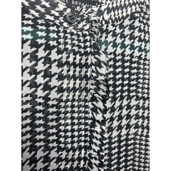 Lane Bryant Houndstooth Ruffle Button Down Chiffon Top Size 14 Black & White - Picture 6 of 12